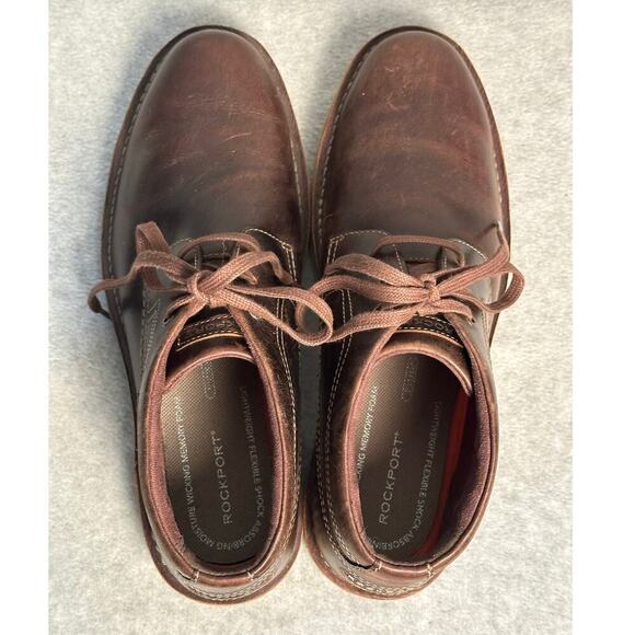 Rockport Cabot Chukka Boots Men\'s Sz 10.5 Brown Beeswax Memory‎ Foam Lace Up EVA main image 5